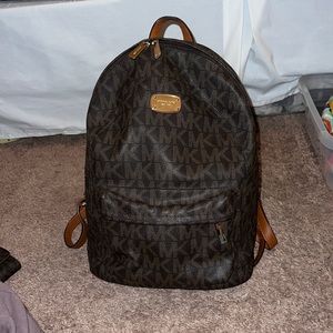 Brown leather michael kors backpack